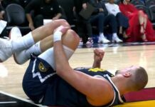 Jokic evita una lesión grave y será baja cerca de un mes por una hiperextensión de rodilla
