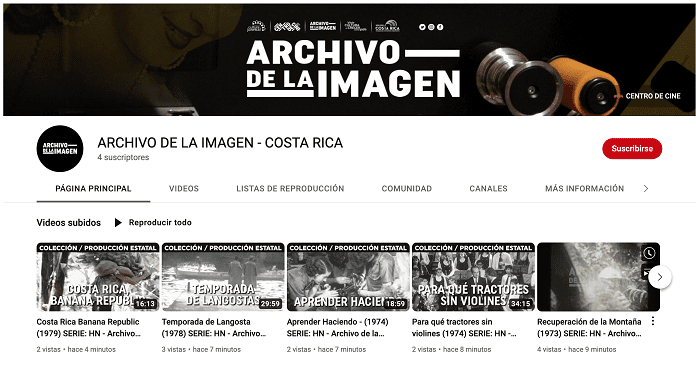 Memoria audiovisual costarricense a través del Archivo de la Imagen del Centro de Cine en YouTube