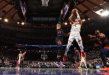 CJ McCollum anotó 32 puntos y los Hawks empatan serie a los Knicks