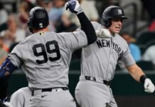 Judge y Rice conectan jonrones seguidos e igualan a Mantle y Berra; Yankees vencen a Rangers