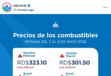 Suben los combustibles; gasolina premium alcanza RD$323.10 y la regular RD$301.50