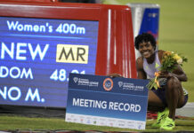 Marileidy Paulino gana y establece récord en la cita de Doha de la Liga Diamante