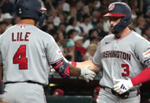 Jonrones de Mead y Crews guían triunfo de Nacionales vs. D-backs
